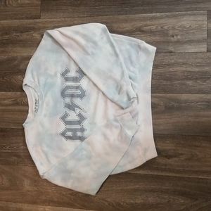 AC/DC tie dye cropped pullover sweatshirt size XXL